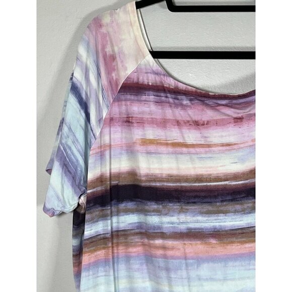 Torrid Top Women 18 Pink Striped Classic Summer Drape Feminine Boho Western 80s - Picture 8 of 13